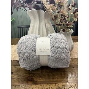 Chunky Chenille Throw Blanket Gray - Threshold NEW